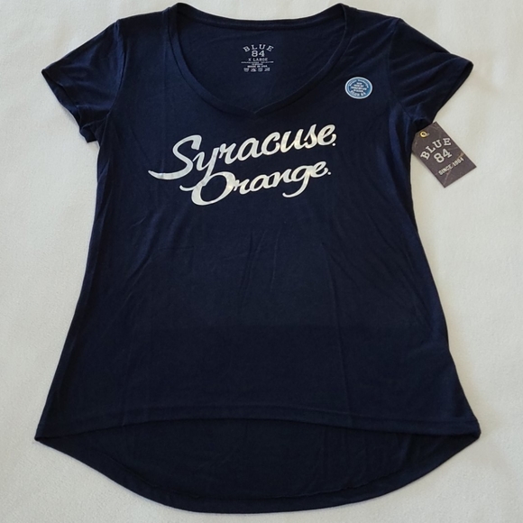 NEW Women's Syracuse Orange Tshirt short Slve Hi Low Navy Silver Blue 84 USA Med - Picture 2 of 8
